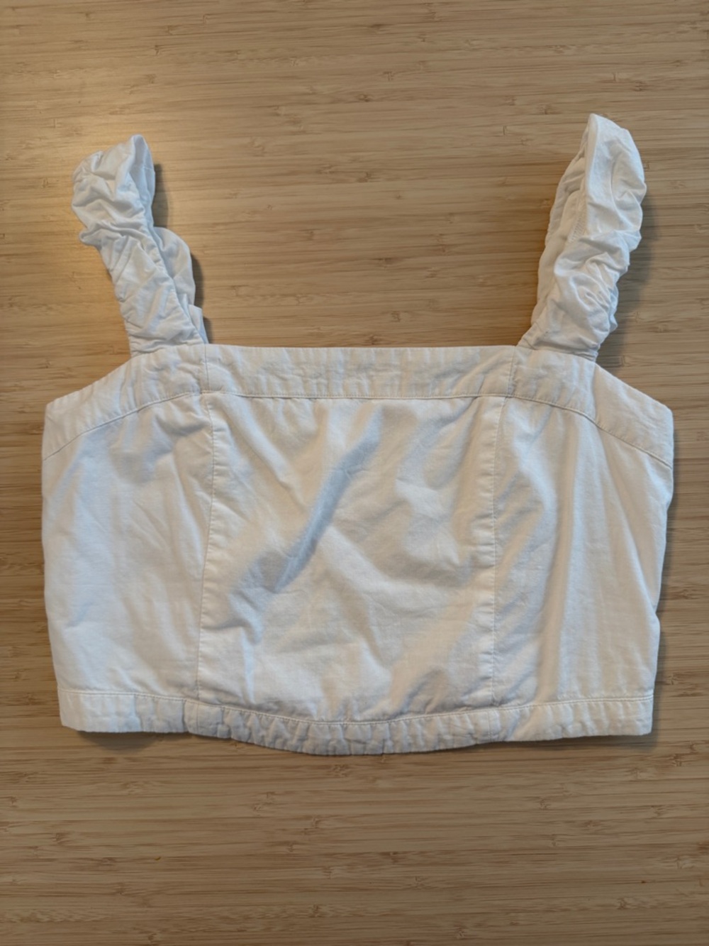 Free people White Ruched Strap Crop Top